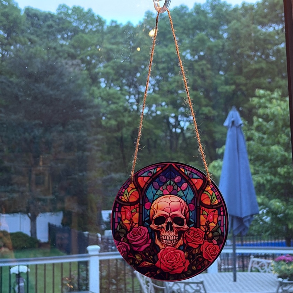 Stained Glass Skull Suncatcher